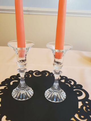 Set Of 2 Vintage Fluted Crystal Candle Holders