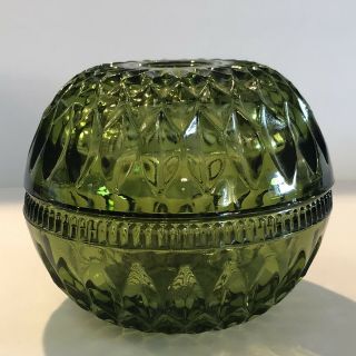 Vintage Round Green Cut Glass Candle Holder Fairy Lamp