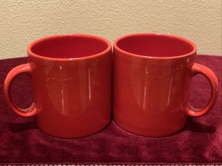 2 Rare Vintage Large Waechtersbach Solid Red Ceramic Mug/cups W Germany Pottery
