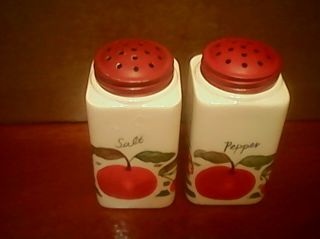 Vintage Red And White Salt & Pepper Shakers 4 Ins Tall