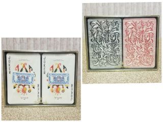 Vintage Hallmark Double Deck Playing Cards Baroque W Case 1962 Tax Stamp