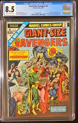 Giant - Size Avengers 4 - Cgc - 8.  5 - Vision And The Scarlet Witch Wed