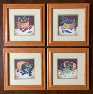 Longaberger Fruit Medley Framed Art (berries & Baskets) Set Of 4