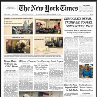 The Nyt York Times Newspaper February 11 2021 Biden