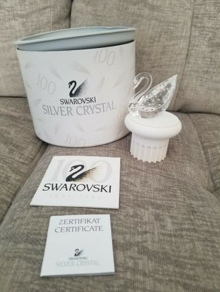 Swarovski Crystal Figurines Swan With Stand 187407 7633 Nr 100 000 Box