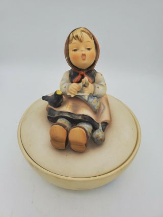 Older Goebel W Germany Hummel Box W Lid With Girl And A Bird 1