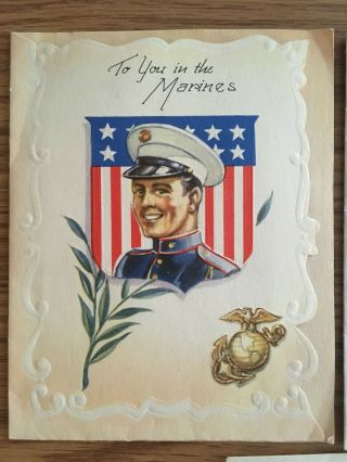 Vintage World War Ii Ww2 Greeting Cards Marines & Air Troops Military Wwii