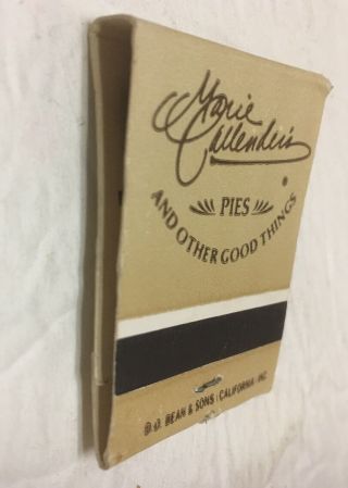VINTAGE RARE MARIE CALLENDER ' S PIES MATCH BOOK COVER CALIFORNIA 1970 ' S 2