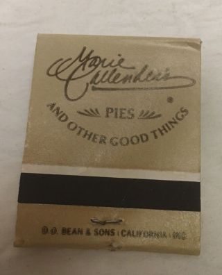 VINTAGE RARE MARIE CALLENDER ' S PIES MATCH BOOK COVER CALIFORNIA 1970 ' S 3