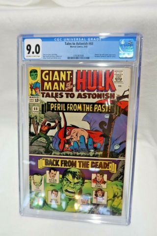 Tales To Astonish 68 Marvel Comics 6/65 Graded Cgc 9.  0 Off - White To White Pages