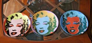 Andy Warhol Marilyn Monroe Coupe Plates By Block China - Set Of 3