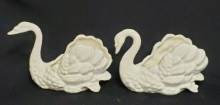 1981 Fitz And Floyd Classic Swan Candle Holder Set Of 2 - 6 " Tall