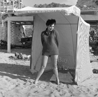 1950s Negative - Busty Pinup Girl Gigi Frost In Beach Tent - Cheesecake T279872