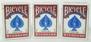 Bicycle Standard Face And Size Playing Cards 3 Decks Red In Wrap