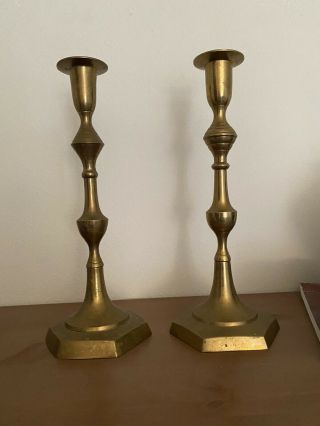 Vintage Brass Candlesticks Set Of Two Made In India