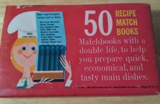 Rare Vintage 1961 Ohio Match Co.  50 Recipe Match Books Package Never Opened