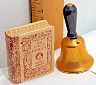 Vintage Arcadia Ceramic School Bell And School Book Salt And Pepper Shaker Set