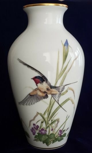 Franklin Porcelain The Meadowland Bird Vase Basil Ede Limited Edition 1980 Vtg