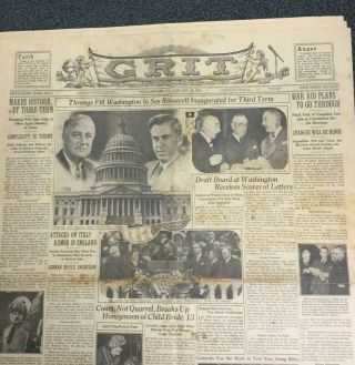 President Franklin Roosevelt 3rd Inauguration - 1941 Grit - Pennsylvania Newspaper