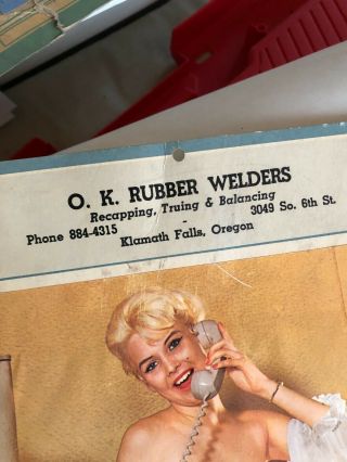 Vintage 1966 O.  K.  Rubber Welders Klamath Falls Oregon pin - up nude calendar 2