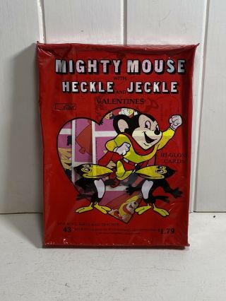 Vintage 43 Children’s Valentine’s Mighty Mouse Heckle Heckle Mib 1982