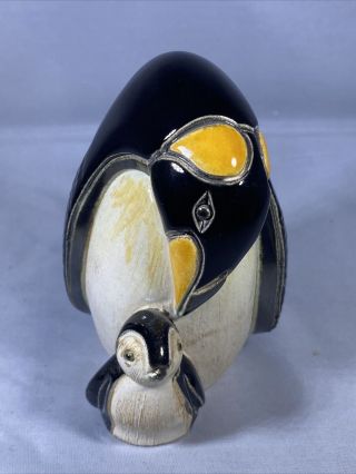 Very Sweet Vintage Artesania Rinconada Penguin Mother And Baby Figurine 351a