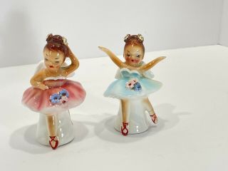 Vintage - Ballerina Angels - Salt And Pepper Shaker Set - Rhinestone Trim Japan