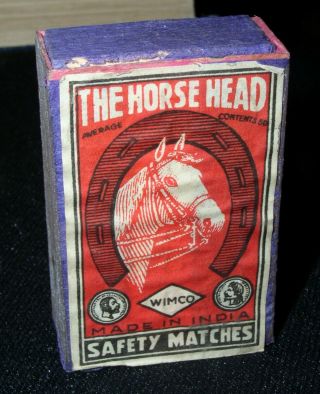 The Horse Head Antique Wooden Matchbox British Matches,  Wimco Made In India
