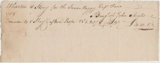 1759 Philadelphia Pa Document - Bill Of John Inglis For Rope For Ship Snow Maggy