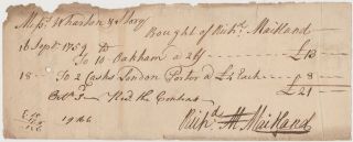 1759 Philadelphia Bill For Casks Of London Porter Beer Signed Richard Maitland