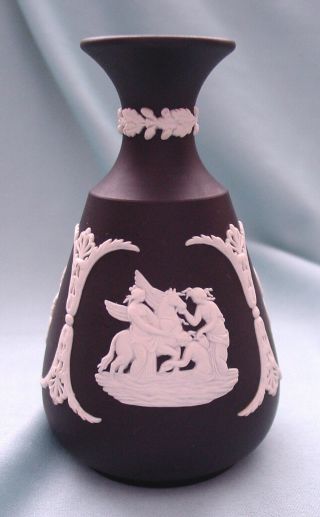 Vintage Black Jasperware Vase By Wedgwood