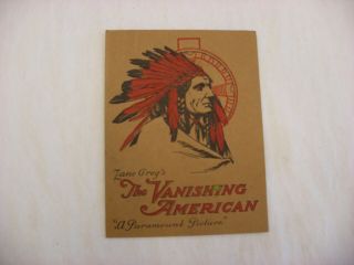 Vtg Paramount Pictures The Vanishing American Native Merrill Theater Milwaukee