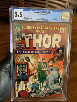 Marvel Comics Journey Into Mystery 116 Cgc 5.  5 Thor Loki Stan Lee Jack Kirby