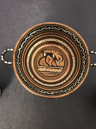 3 Greek souvenir metal hand made in Greece Ewer Pitcher vase dish vase 2
