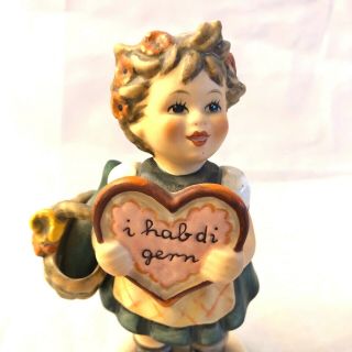 Vintage Goebel Hummel “i Hab’ Di Gern” 387 Valentine “i Love You” Girl Heart
