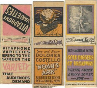 3 1920 ' s Vitaphone Movie Matchbooks 