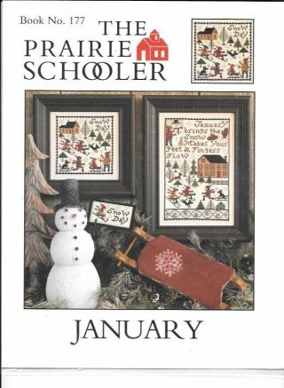 Book No.  177 " January " Prairie Schooler - Htf - Oop - Cross Stitch Pattern -