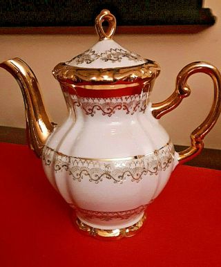 Vintage German Tea Pot & 2 Cups w/ lovely trim 2