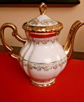 Vintage German Tea Pot & 2 Cups w/ lovely trim 3