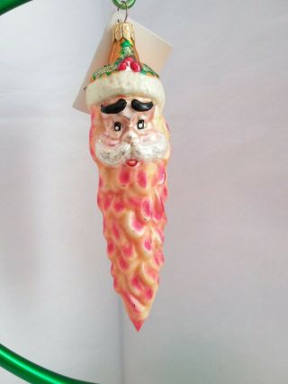 Christopher Radko Ornament Munchkin Cone Santa With Holly 98 - 019 - 0 Germany