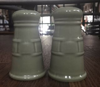 Longaberger Woven Traditions Pottery Salt & Pepper Shakers Sage/green