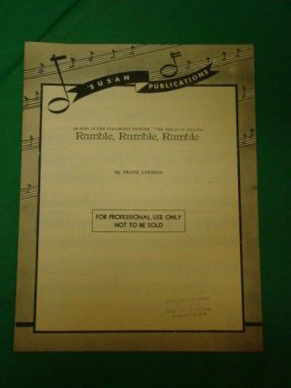 1947 Rumble Rumble Rumble Sheet Music Frank Loesser The Perils Of Pauline