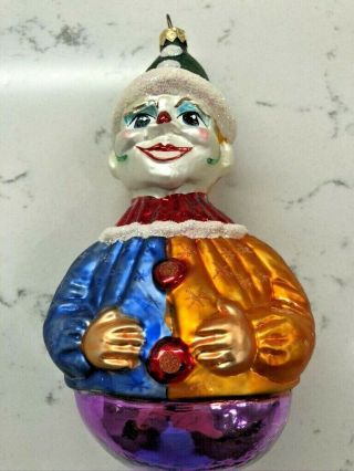 Vtg Christopher Radko " Willy Wobble " 1997 Full Size 8 " Ornament Circus Clown