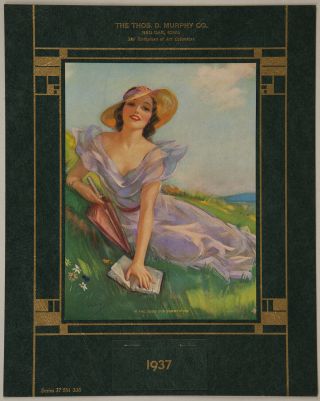 Rare 1937 Jules Erbit Thos.  D.  Murphy Sample Calendar In The Good Old Summertime