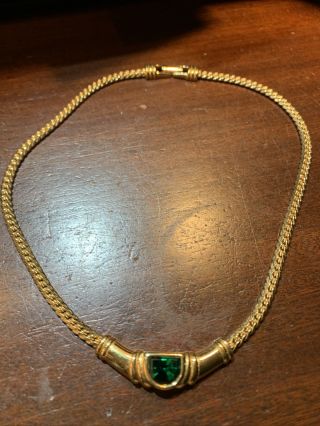 Vintage Swarovski Green Crystal Gold Tone Choker