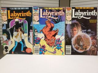 1986 Labyrinth Comic 1 - 3 David Bowie Movie Marvel Jim Henson Dark Crystal