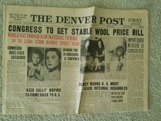 Vintage Jan 12 1947 Denver Post Newspaper Front Page Section 8 Pages