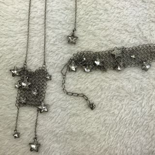 Swarovski Swan Silver Stars Mesh Necklace And Bracelet Set Fashion Jewelry