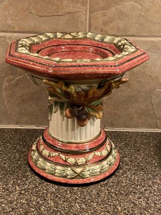 Fitz And Floyd Classics Hand Painted Candle Holder With Leaves And Antlers