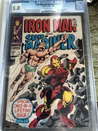Iron Man And Sub - Mariner 1 Cgc 5.  0 Pre - Dates Iron Man 1 Marvel Comics